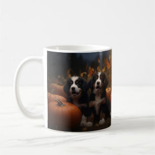 Berner Sennenhund-Welpe Herbstfreude Kürbis Kaffeetasse