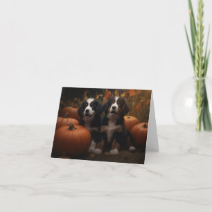 Berner Sennenhund-Welpe Herbstfreude Kürbis Karte