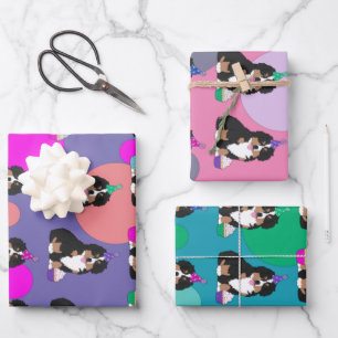 Berner Sennenhund Welpen Geschenkpapier Bogen Set
