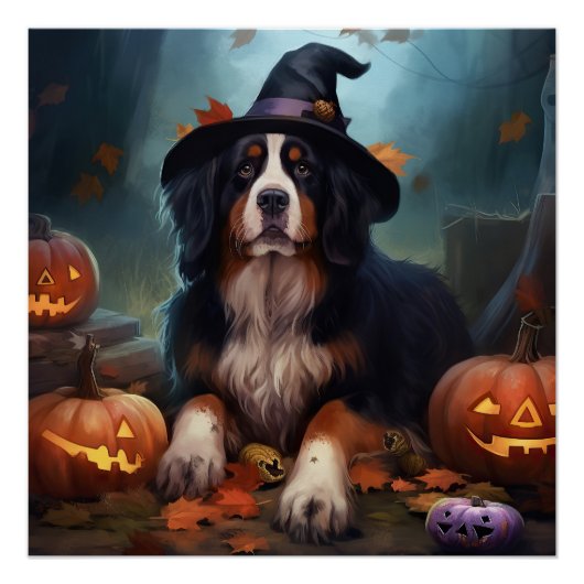 Berner Sennenhunde-Kürbisse Halloween Gruselig Poster (Vorderseite)