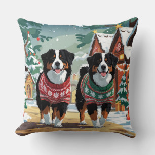 Berner Sennenhunde Weihnachten Schnee Feiertag Kissen