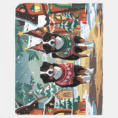 Berner Sennenhunde Weihnachten Schnee Urlaub Fleecedecke (Vorderseite)