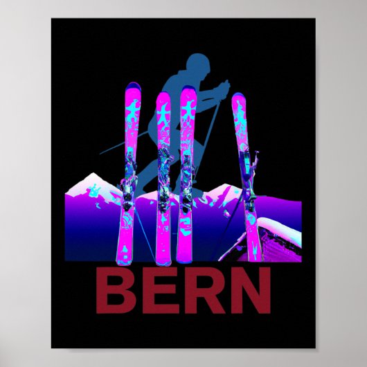 Berner Skifahren und Snowboarden Retro 90er Berner Poster (Vorne)