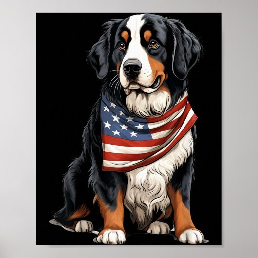 Berner Us Flag Bernese Mountain Dog Owner Mom Dad Poster (Vorne)