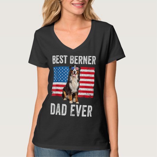 Berner Vater American Flag Dog Eigentümer Bernese T-Shirt (Vorderseite)