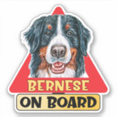 Bernese an Bord des Hundes Red Traffic Sign Aufkleber (Vorderseite)