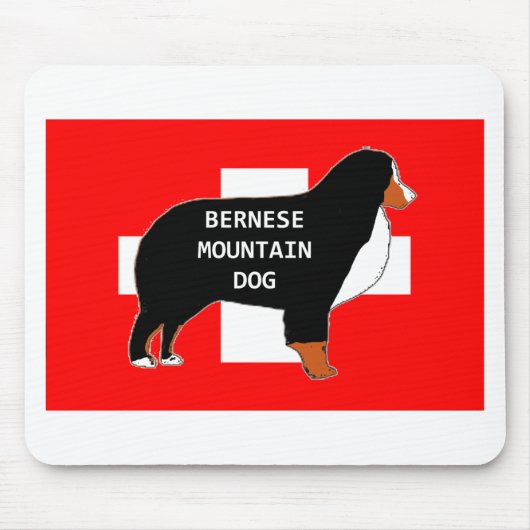 bernese Berg Hund Silhouette auf Fahne Rost. Mousepad (Vorne)