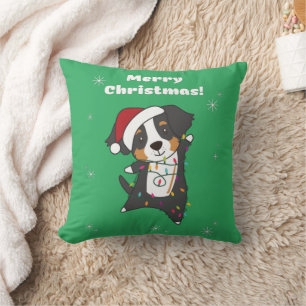 Bernese Frory Christmas Happy Christmas Hogs Throw Kissen