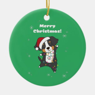 Bernese Frory Christmas Happy Weihnachtshunde Cera Keramik Ornament