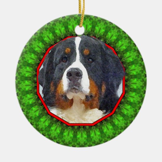 Bernese Gebirgshund glückliches Howliday Keramikornament (Vorne)