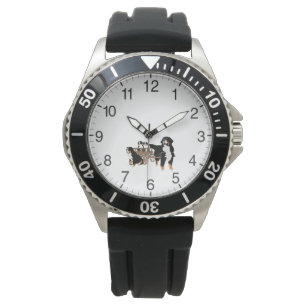 Bernese Gebirgshundefamilie mit hölzernem Armbanduhr