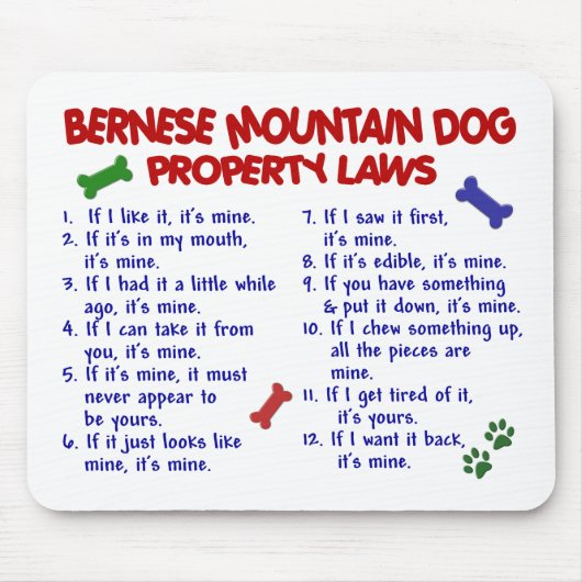 BERNESE GEBIRGShundeigentums-Gesetze 2 Mousepad (Vorne)