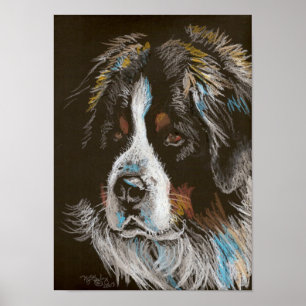 Bernese Gebirgshundepastell-Porträt Poster