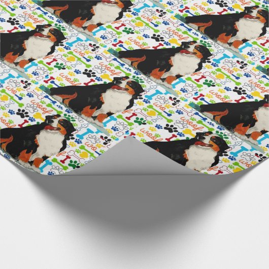 Bernese Gebirgshundeschußtatzenknochen Geschenkpapier (Ecke)