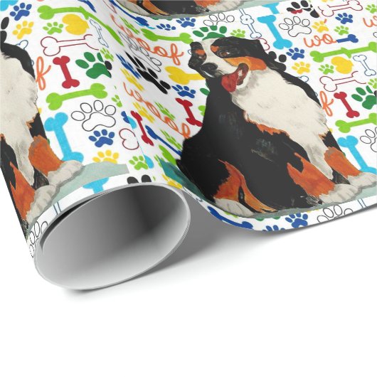 Bernese Gebirgshundeschußtatzenknochen Geschenkpapier (Rolleneckpunkt)