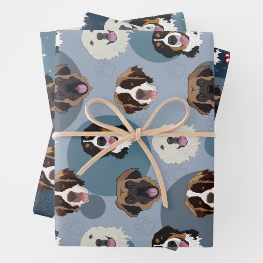 Bernese/Große Pyrenäen/Leonberger/St. Bernard Geschenkpapier Set (Beispiel)