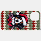 Bernese Hund mit Weihnachtsmannmütze und Florals Case-Mate iPhone Hülle (Rückseite (Horizontal))