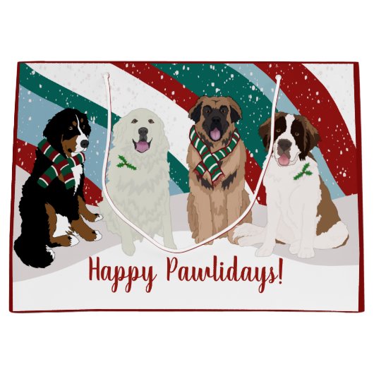 Bernese Leonberger Große Pyrenäen Weihnachten Groß Große Geschenktüte (Vorderseite)