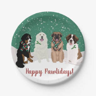 Bernese Leonberger Pyrenees St Bernard Weihnachten Pappteller