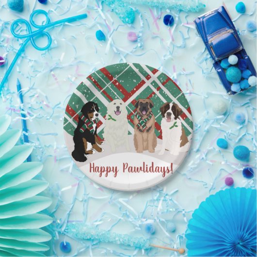 Bernese Leonberger Pyrenees St Bernard Weihnachten Pappteller (Party)