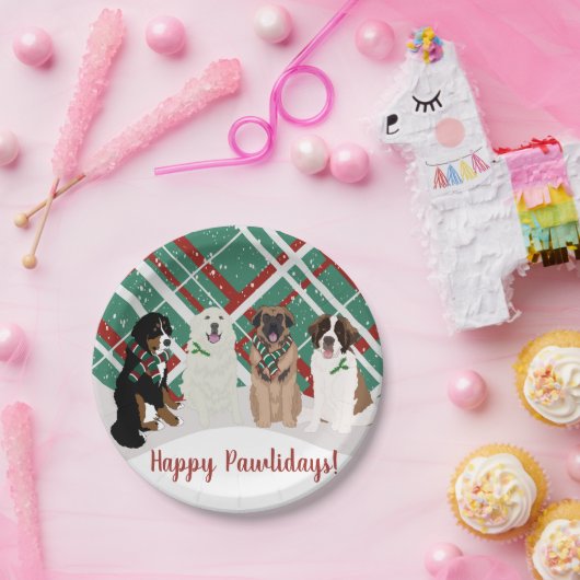 Bernese Leonberger Pyrenees St Bernard Weihnachten Pappteller (Party)
