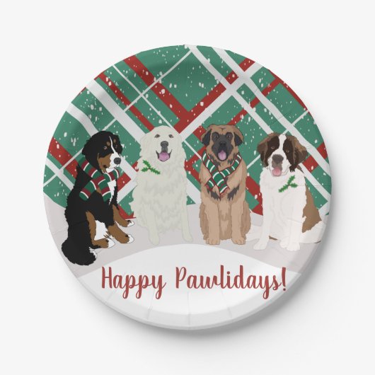 Bernese Leonberger Pyrenees St Bernard Weihnachten Pappteller (Vorderseite)