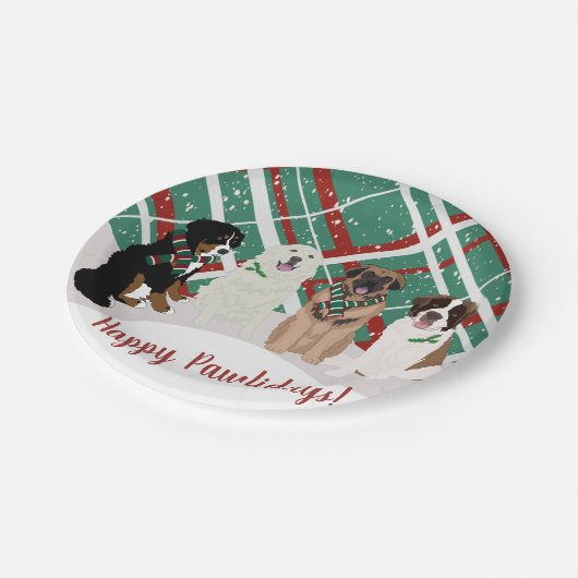 Bernese Leonberger Pyrenees St Bernard Weihnachten Pappteller (Schrägansicht)