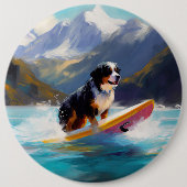 Bernese Mountain Beach Surf Malerei Button (Vorderseite)