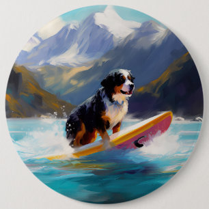 Bernese Mountain Beach Surf Malerei Button