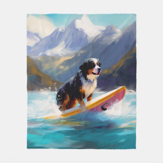 Bernese Mountain Beach Surf Malerei Fleecedecke (Vorderseite)
