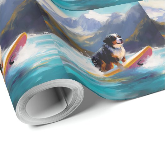 Bernese Mountain Beach Surf Malerei Geschenkpapier (Rolleneckpunkt)