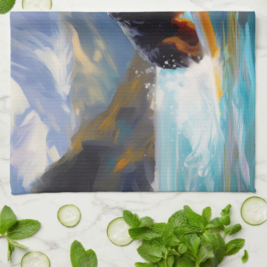 Bernese Mountain Beach Surf Malerei Geschirrtuch (Gefaltet)