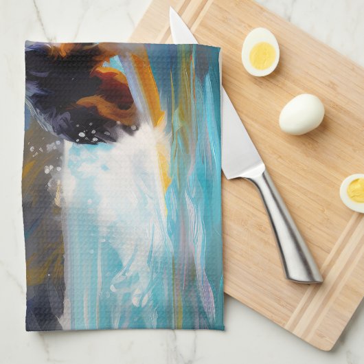 Bernese Mountain Beach Surf Malerei Geschirrtuch (Viertel Falte)