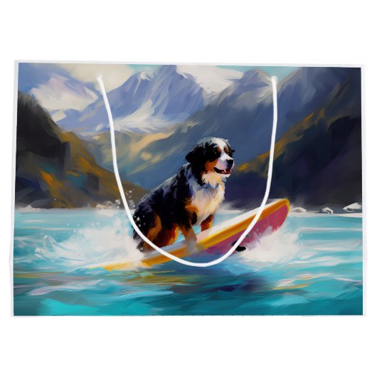 Bernese Mountain Beach Surf Malerei Große Geschenktüte (Rückseite)