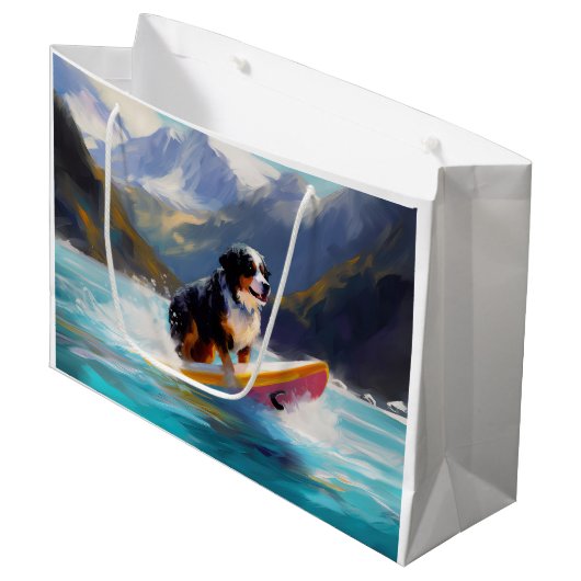 Bernese Mountain Beach Surf Malerei Große Geschenktüte (Vorderseite Schrägansicht)