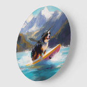 Bernese Mountain Beach Surf Malerei Große Wanduhr (Winkel)