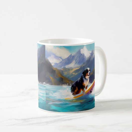 Bernese Mountain Beach Surf Malerei Kaffeetasse (VorderseiteRechts)