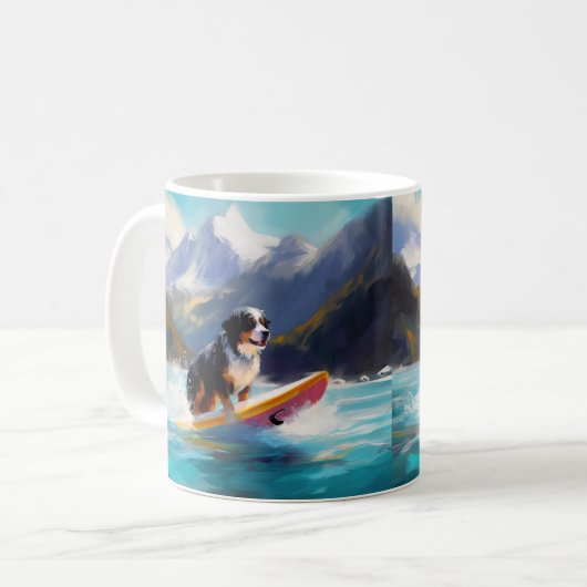 Bernese Mountain Beach Surf Malerei Kaffeetasse (Vorderseite Links)