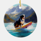 Bernese Mountain Beach Surf Malerei Keramik Ornament (Hinten)