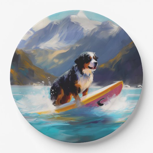 Bernese Mountain Beach Surf Malerei Pappteller (Vorderseite)