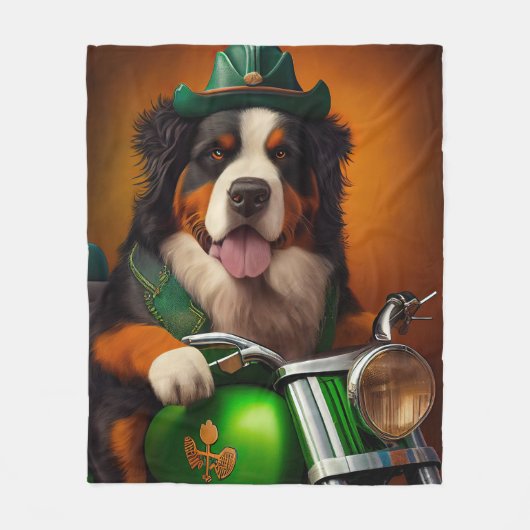 Bernese Mountain Bike St. Patrick's Day Fleecedecke (Vorderseite)