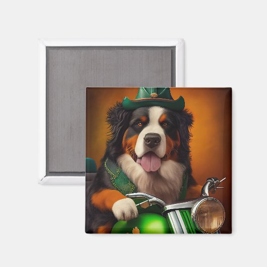 Bernese Mountain Bike St. Patrick's Day Magnet (Vorderseite/Rückseite)