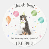 Bernese Mountain Birthday Vielen Dank Runder Aufkleber (Vorderseite)