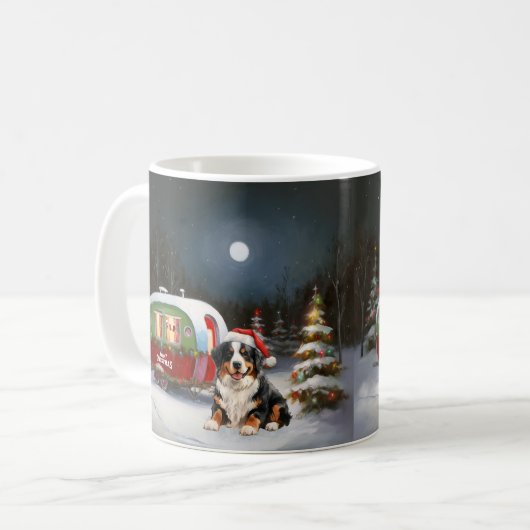 Bernese Mountain Caravan Weihnachtsabenteuer Kaffeetasse (Vorderseite Links)