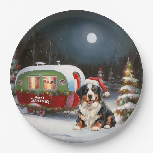 Bernese Mountain Caravan Weihnachtsabenteuer Pappteller (Vorderseite)