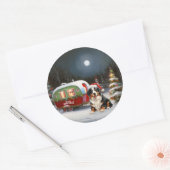 Bernese Mountain Caravan Weihnachtsabenteuer Runder Aufkleber (Umschlag)