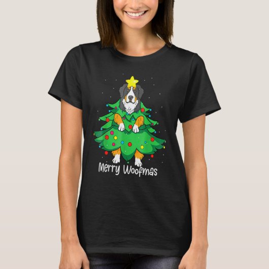 Bernese Mountain Christmas Tree D-Og M-Om Dad T-Shirt (Vorderseite)
