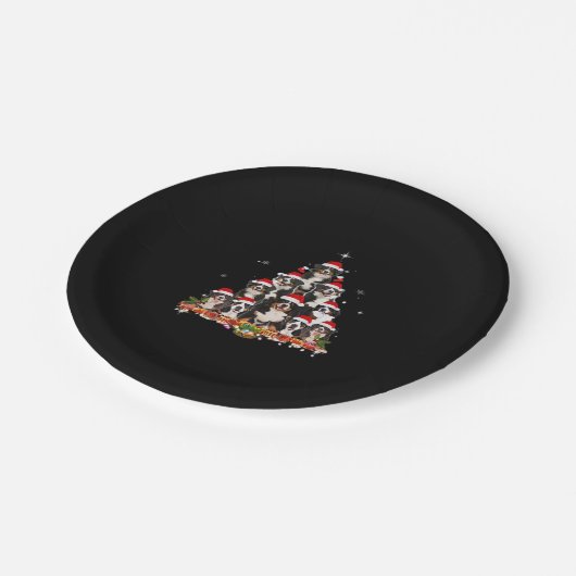 Bernese Mountain Christmas Tree Dog Santa Xmas Spa Pappteller (Schrägansicht)