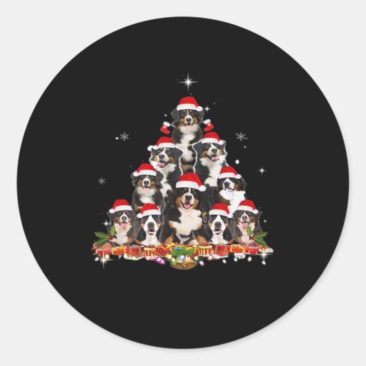 Bernese Mountain Christmas Tree Dog Santa Xmas Spa Runder Aufkleber (Vorderseite)
