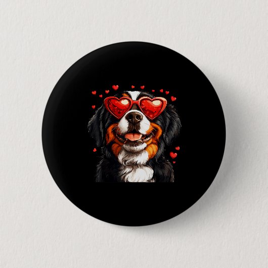 Bernese Mountain Cute Berner Dog Lover Valentines Button (Vorderseite)